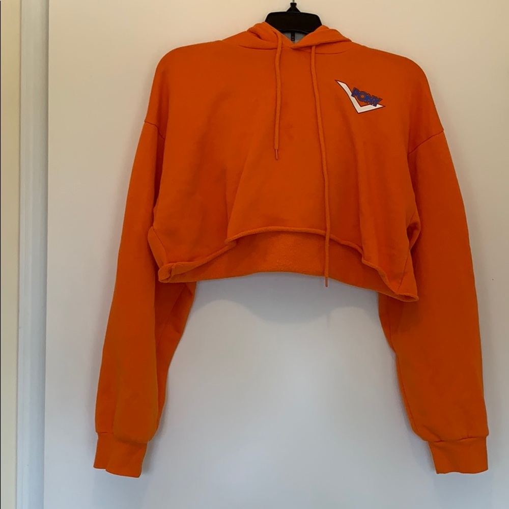 Orange Forever 21 Cropped Hoodie